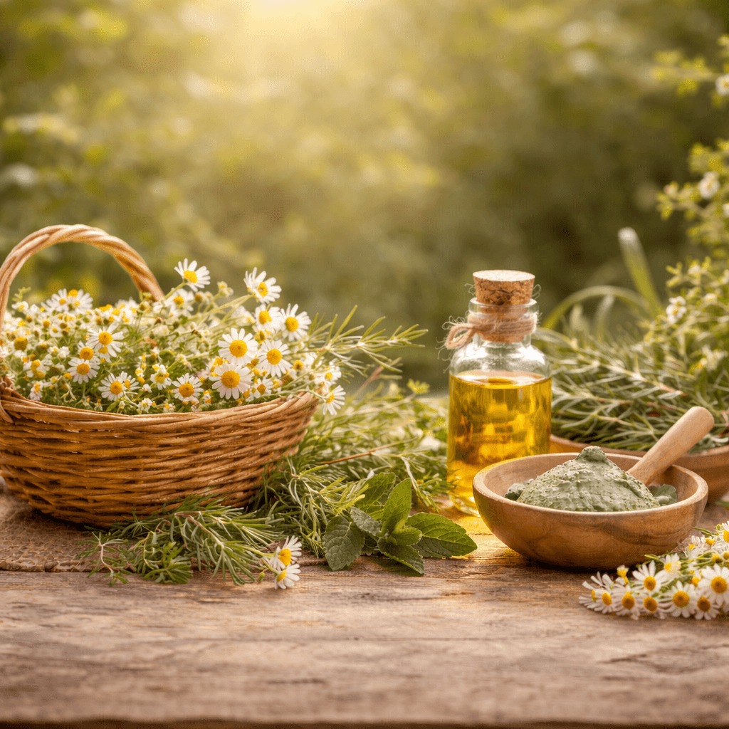 Soil to skin image of natural ingredients