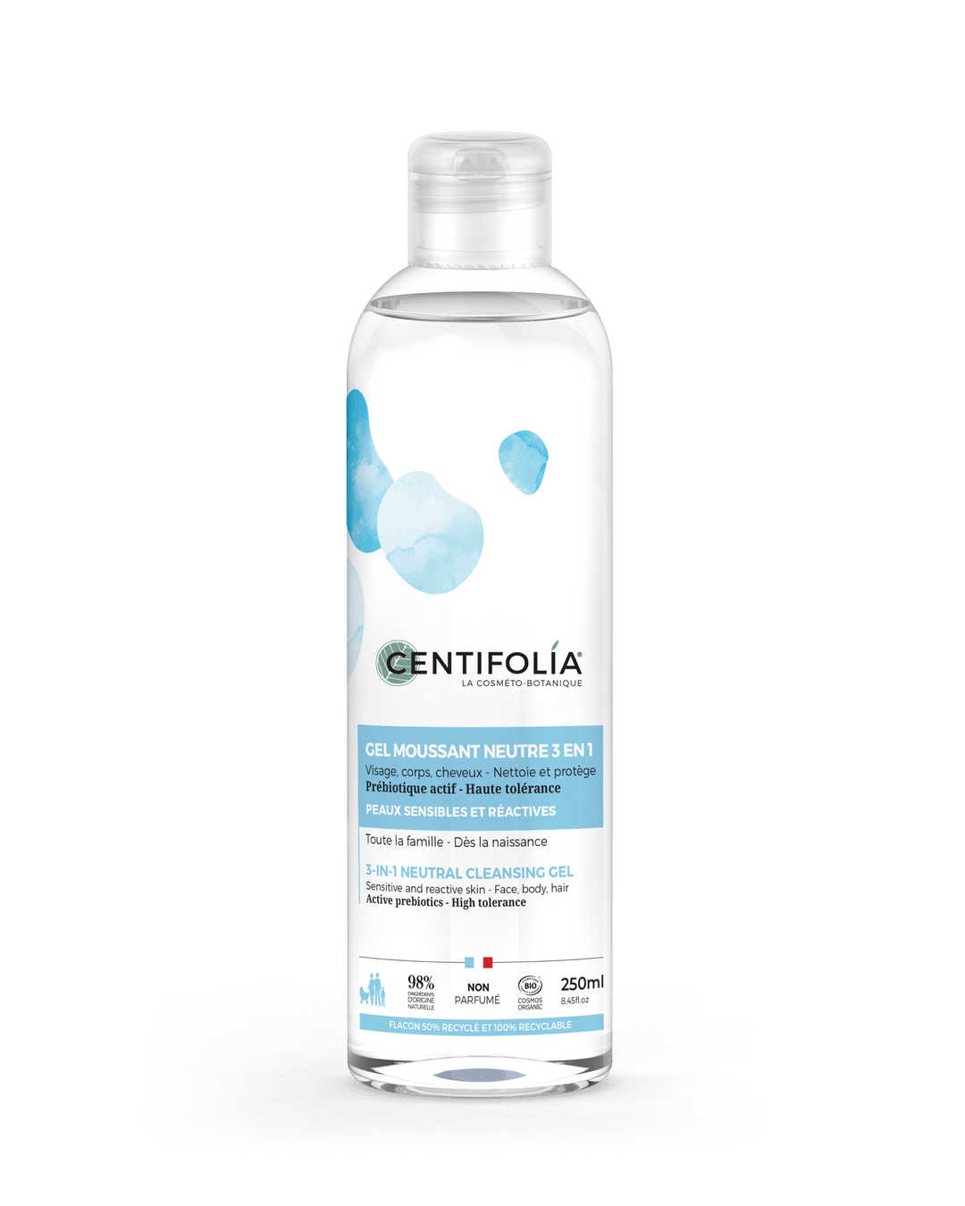 Bottle of Centifolia 3-in-1 cleansing gel