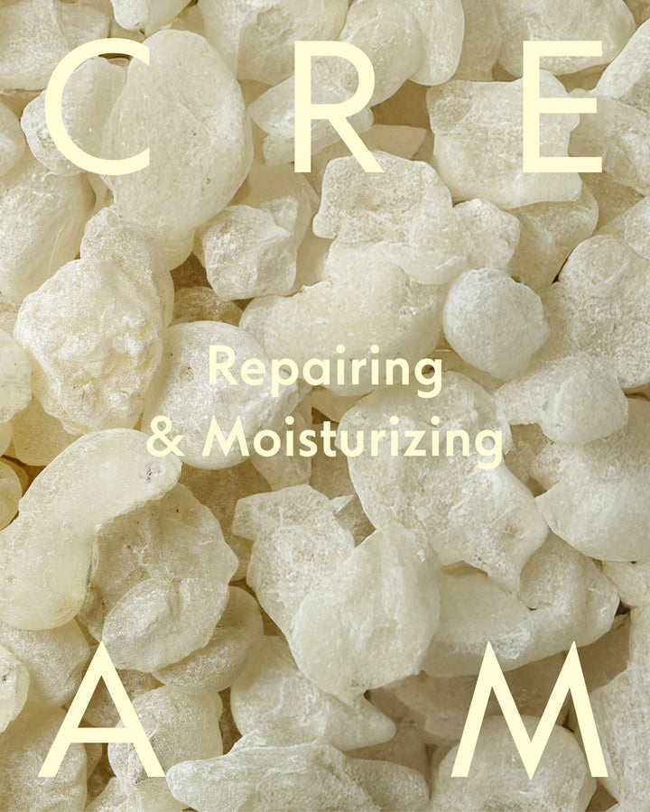 Close-up of cream with text &