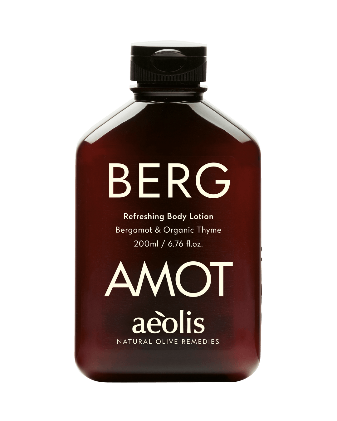 Bottle of Bergamot refreshing body lotion by Aeolis.