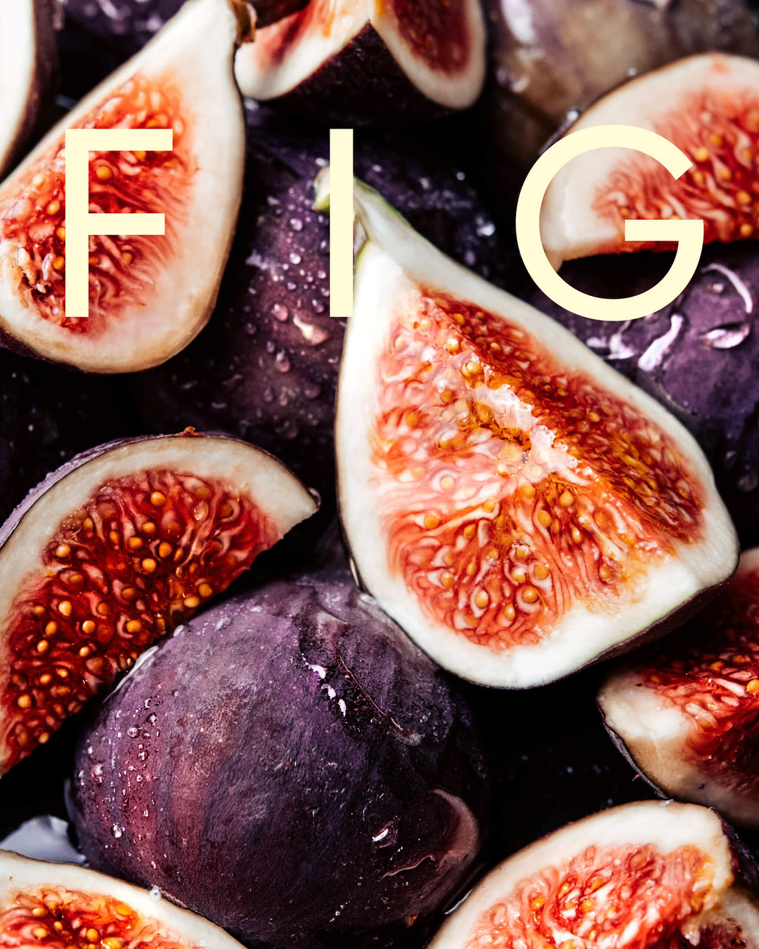 Sliced figs with the word &