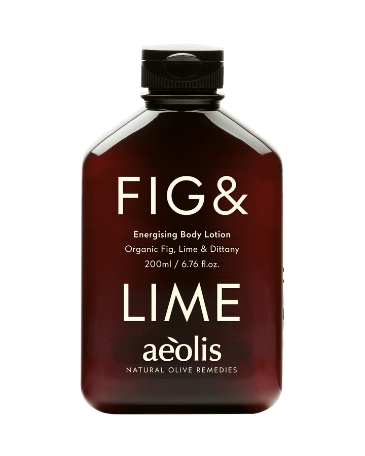 Bottle of Fig &amp; Lime body lotion by Aeolis.