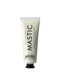 Hand cream tube labeled Mastic by Aeolis