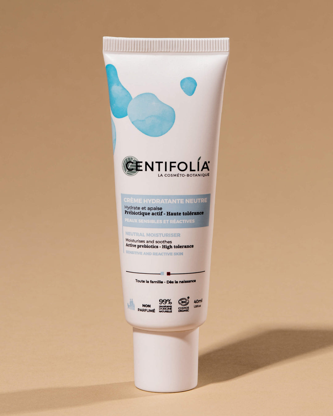 Centifolia neutral moisturizer on a beige background