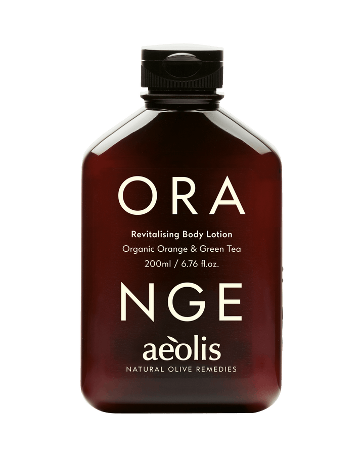 Bottle of ORANGE Aeolis body lotion