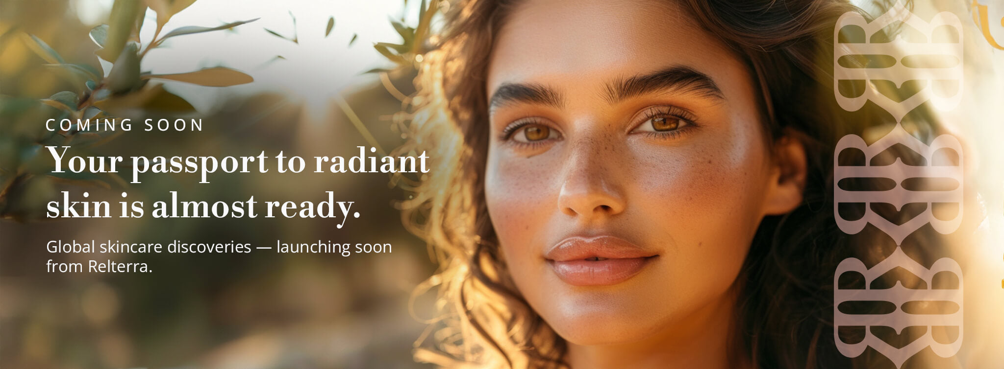 Promotional image for skincare brand with a woman's face and text about global skincare discoveries from Referra.